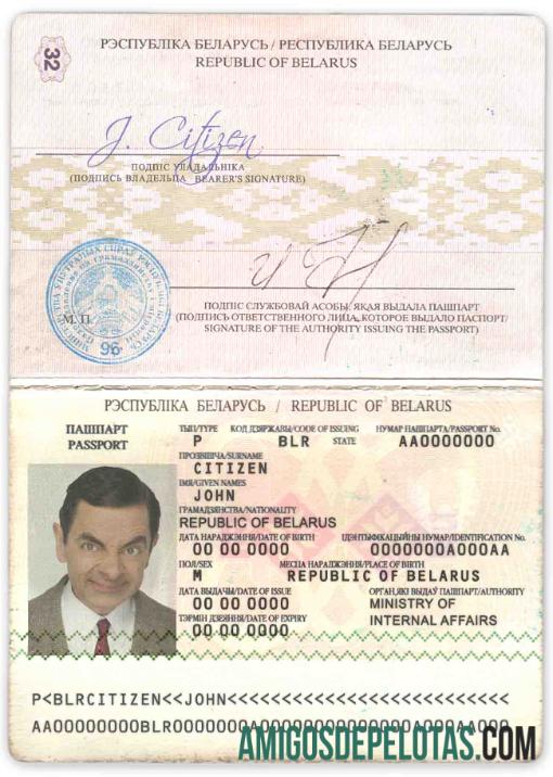 Passaporte da Bielorrússia (2006 2020) amostra
